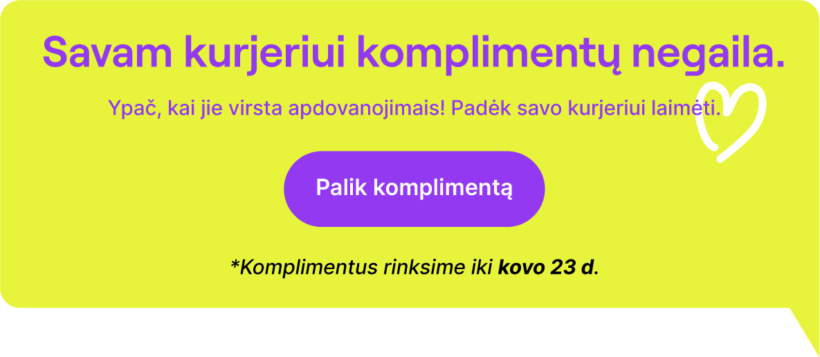 Savam kurjeriui komplimentų negaila. Ypač, kai jie virsta apdovanojimais! Padėk savo kurjeriui laimėti. Palik komplimentą
