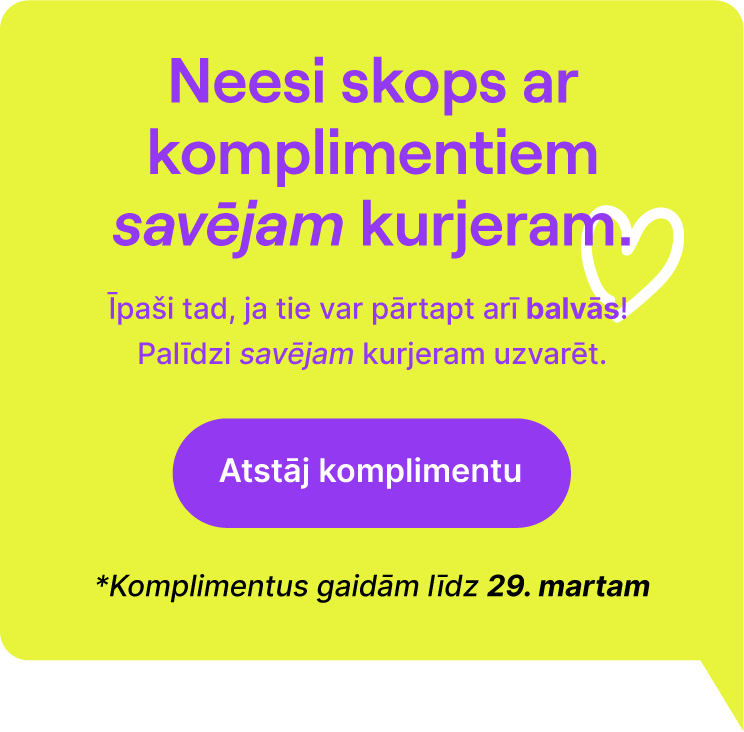 Neesi skops ar komplimentiem savējam kurjeram. Īpaši tad, ja tie var pārtapt arī balvās! Palīdzi savējam kurjeram uzvarēt. Atstāj komplimentu